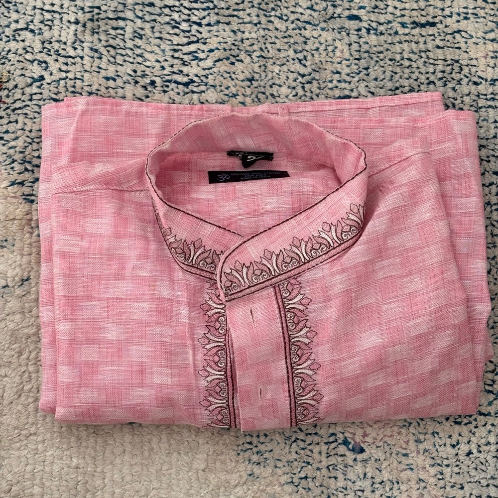 Pink Embroidered Men's Shirt
